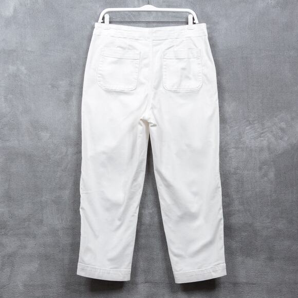 TALBOTS Sailor Jeans Cropped Button Front Stretch Cotton Pants White Womens 12 - Picture 5 of 9